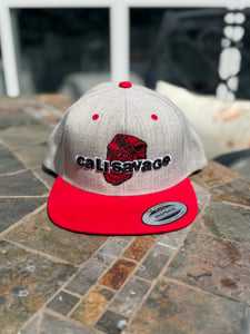 Image of Cali Savage gray and red snapback 