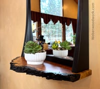 Image 2 of Live Edge Mirror with Shelf - Cherry Burl