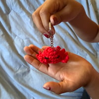 Image 2 of Mini Crochet Crab Keychain