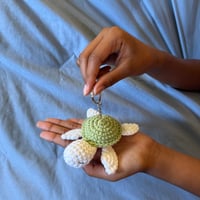 Image 2 of Mini Crochet Turtle Keychain