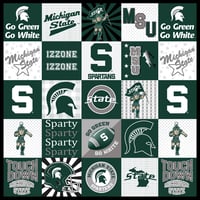 Image 1 of Michigan State T-Shirt MINKY Panel - Go Green * Go White!