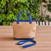 Image 2 of Bolso saquito NUT en arpillera  y denim azul medio