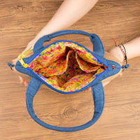 Image 4 of Bolso saquito NUT en arpillera  y denim azul medio