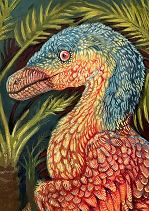 Image of 'Dromaeosaur' Original watercolour on board