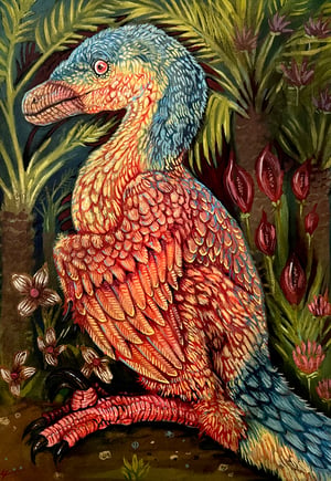 Image of 'Dromaeosaur' Original watercolour on board