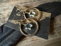 Image 3 of Crystal Quartz Star Brass hoops earrings and necklace . Cosmos series
