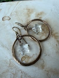 Image 9 of Crystal Quartz Star Brass hoops earrings and necklace . Cosmos series