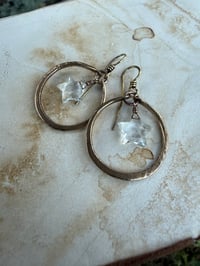 Image 16 of Crystal Quartz Star Brass hoops earrings and necklace . Cosmos series