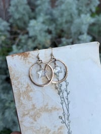 Image 19 of Crystal Quartz Star Brass hoops earrings and necklace . Cosmos series
