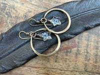 Image 15 of Crystal Quartz Star Brass hoops earrings and necklace . Cosmos series