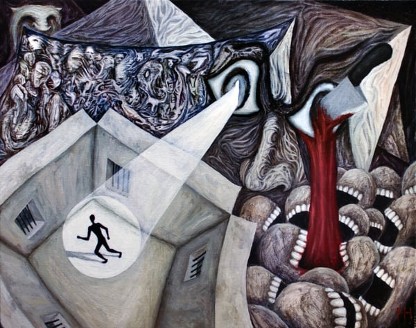 Image of Critical Mass - Original Dark Expressionist Painting by Frank Heiler