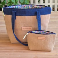 Image 3 of Conjunto SIS bolso y neceser en arpillera y denim oscuro
