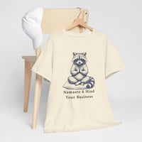 Image 8 of Meditating Raccoon Namaste & Mind Your Business Tee | Yoga Racoon Shirt