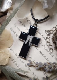 Image 2 of Opossum Tooth Cross Pendant