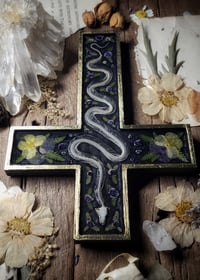 Image 3 of Snake Skeleton and Floral Wall Cross