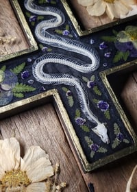 Image 4 of Snake Skeleton and Floral Wall Cross