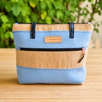 Image 1 of Bolso MIA en denim azul claro y arpillera natural