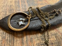 Image 22 of Crystal Quartz Star Brass hoops earrings and necklace . Cosmos series