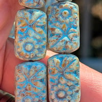 Image 1 of Coastal Garden Czech Glass Floral Beads 19x11mm - 5 or 10 Pack 