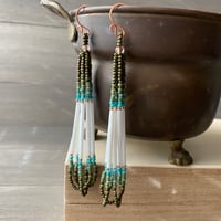 Image 1 of Greens are Good for You - beaded earrings in olive and turquoise