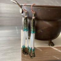 Image 3 of Greens are Good for You - beaded earrings in olive and turquoise