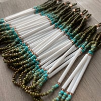Image 4 of Greens are Good for You - beaded earrings in olive and turquoise