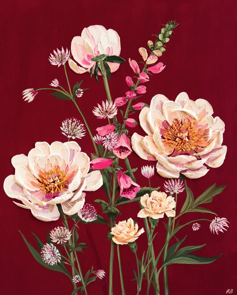 Image of May Arrangement On Burgundy Giclée Print 