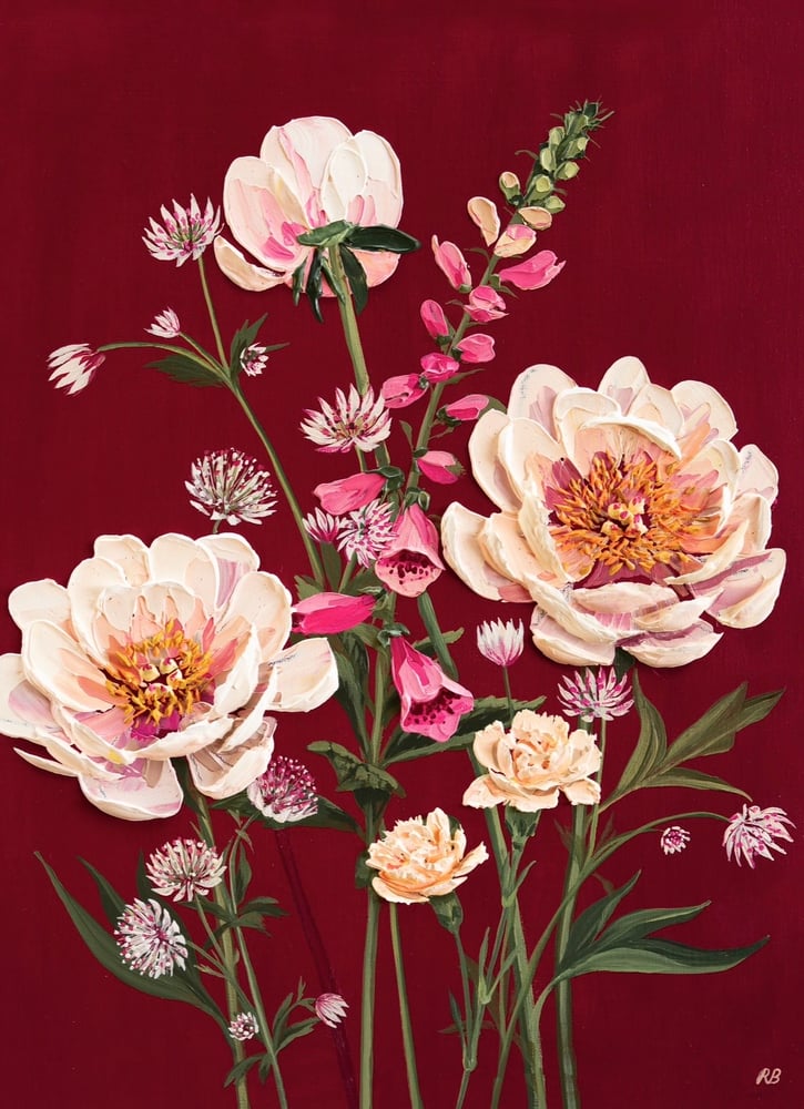 Image of May Arrangement On Burgundy Giclée Print 