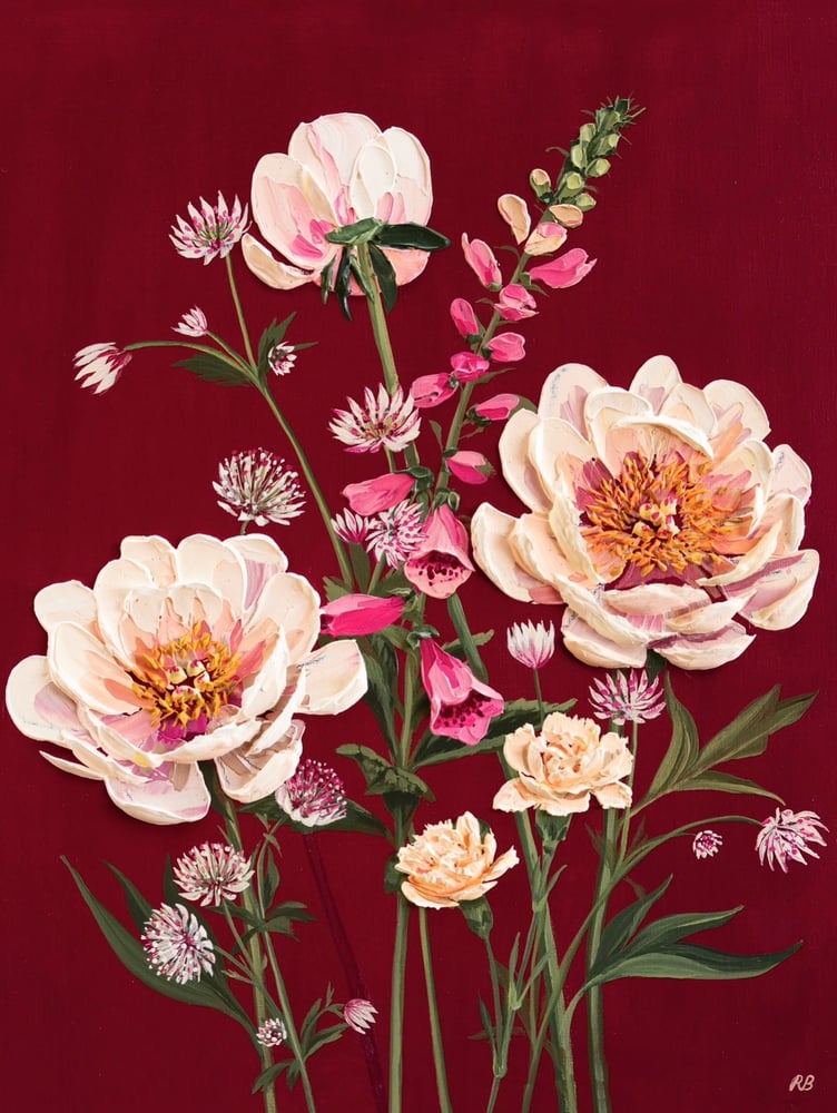 Image of May Arrangement On Burgundy Giclée Print 