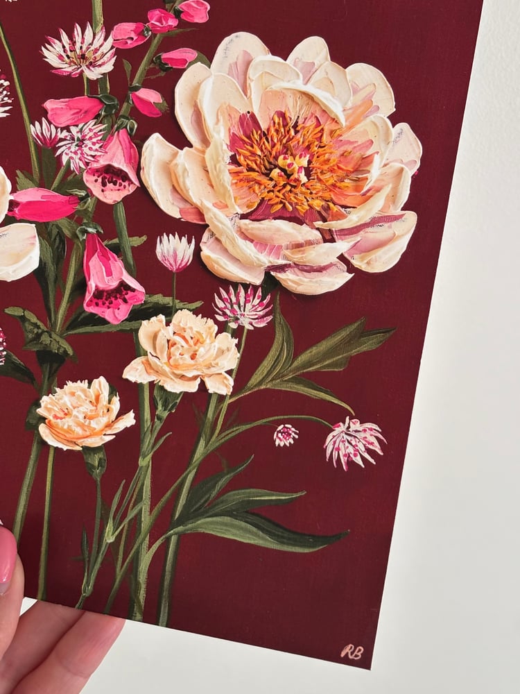 Image of May Arrangement On Burgundy Giclée Print 