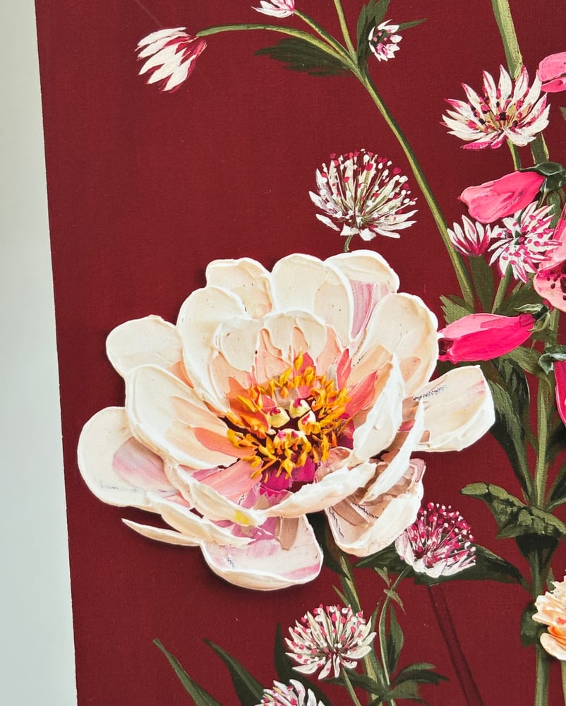 Image of May Arrangement On Burgundy Giclée Print 