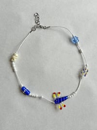 Image 3 of Multi Odd Bead Necklace — Dragonfly White