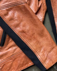 Image 5 of MULTI-ZIP TAN LEATHER JACKET