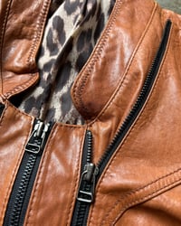 Image 4 of MULTI-ZIP TAN LEATHER JACKET