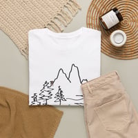 Image 13 of Rainbow Bridge TShirt Minimal Line Art Nature Tee with Follow the Dog Prints Design Psalms 121
