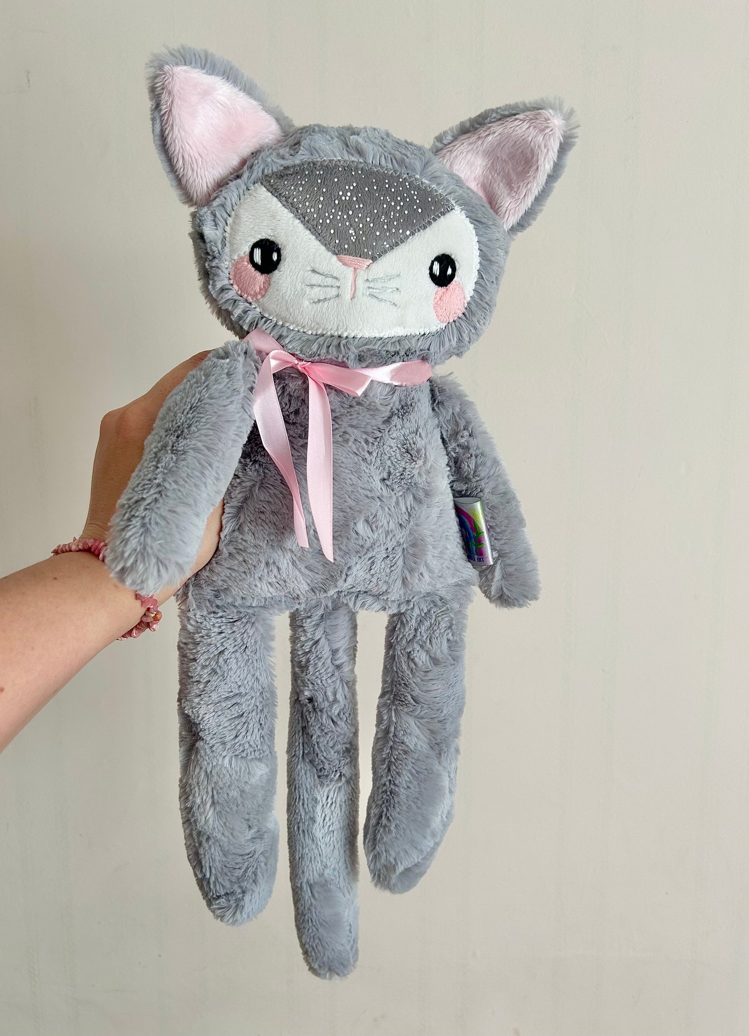 Image of OOAK Cloud the Cat + Matching Bag Charm Plushie Set