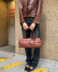 Image 3 of BROWN FRILL LEATHER JACKET