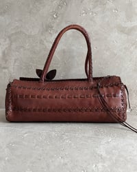 Image 6 of BROWN LEATHER FLOWER MOTIF BAG