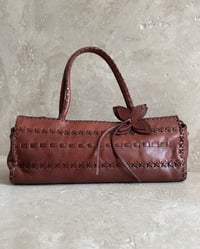 Image 4 of BROWN LEATHER FLOWER MOTIF BAG
