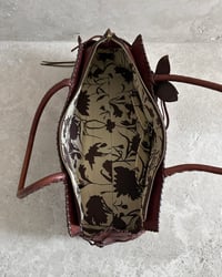 Image 10 of BROWN LEATHER FLOWER MOTIF BAG