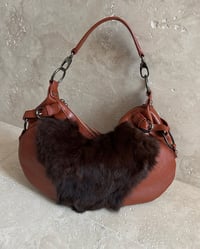 Image 4 of BURGUNDY LEATHER AND FUR BAG