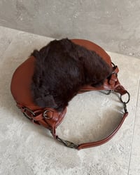 Image 6 of BURGUNDY LEATHER AND FUR BAG