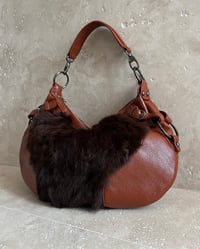 Image 3 of BURGUNDY LEATHER AND FUR BAG