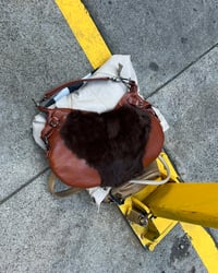 Image 10 of BURGUNDY LEATHER AND FUR BAG