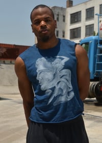 Image 1 of Blue muscle tee blur print 