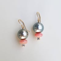 Image 1 of Tahitian Pearl Pink Opal Earrings