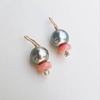 Image 2 of Tahitian Pearl Pink Opal Earrings