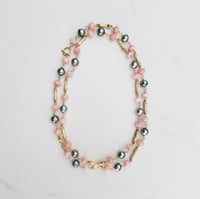 Image 1 of Vintage Bamboo Necklace Tahitian Pearl Pink Opal