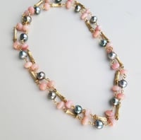 Image 5 of Vintage Bamboo Necklace Tahitian Pearl Pink Opal