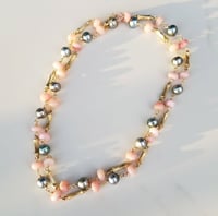 Image 6 of Vintage Bamboo Necklace Tahitian Pearl Pink Opal